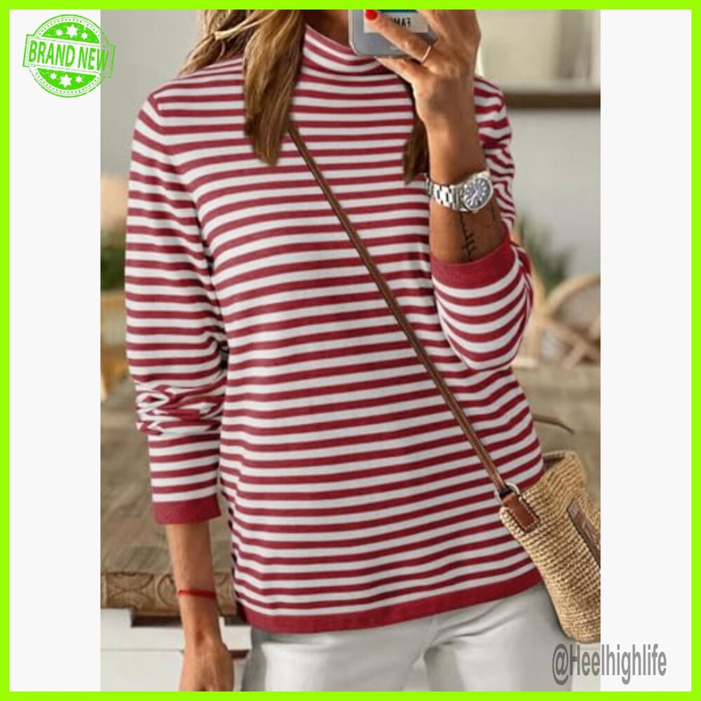 Lightweight Striped Turtleneck Pullover Sweater W… - image 4